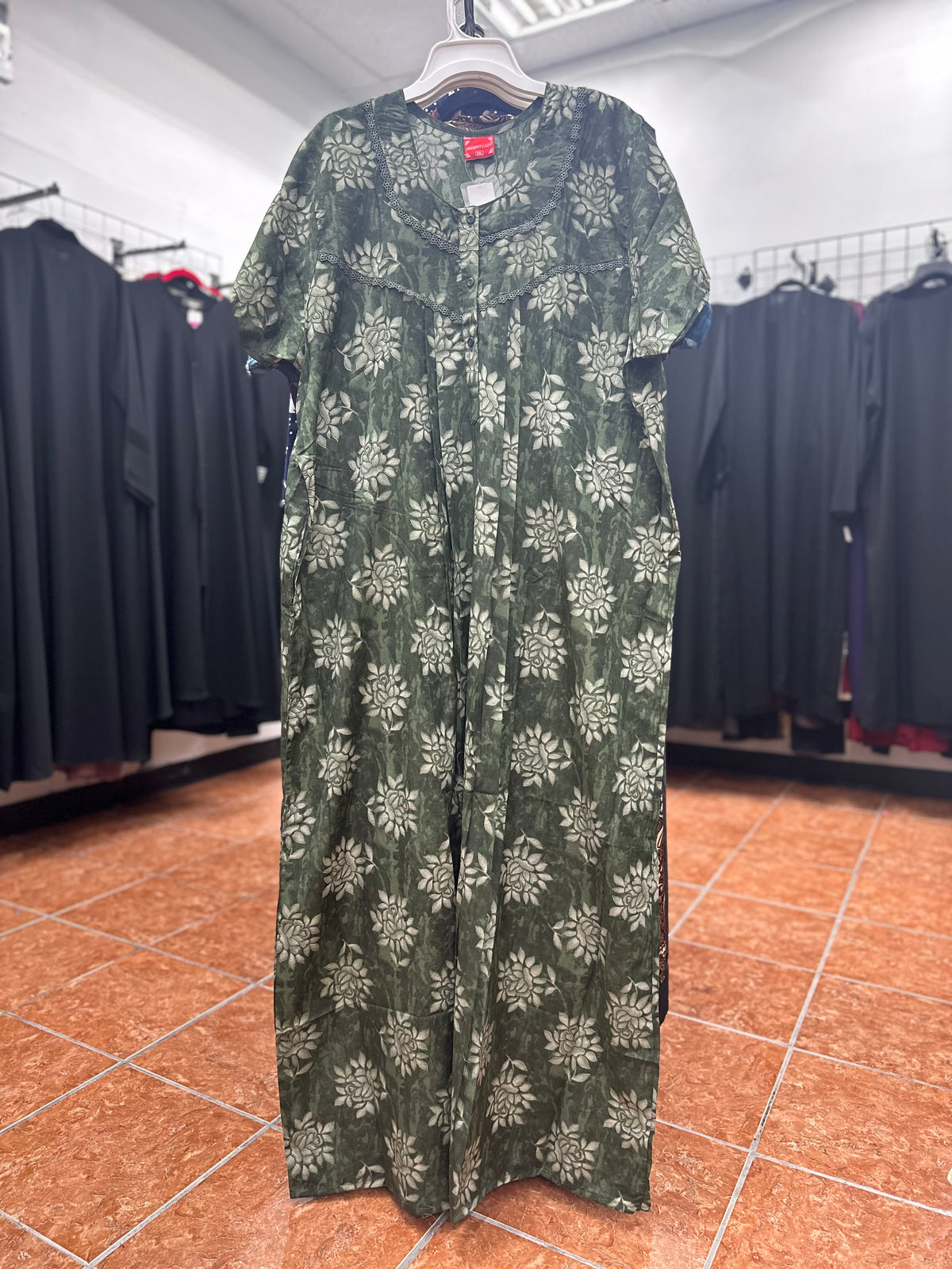 Cotton Blend Short Sleeve Maxi Nightgown