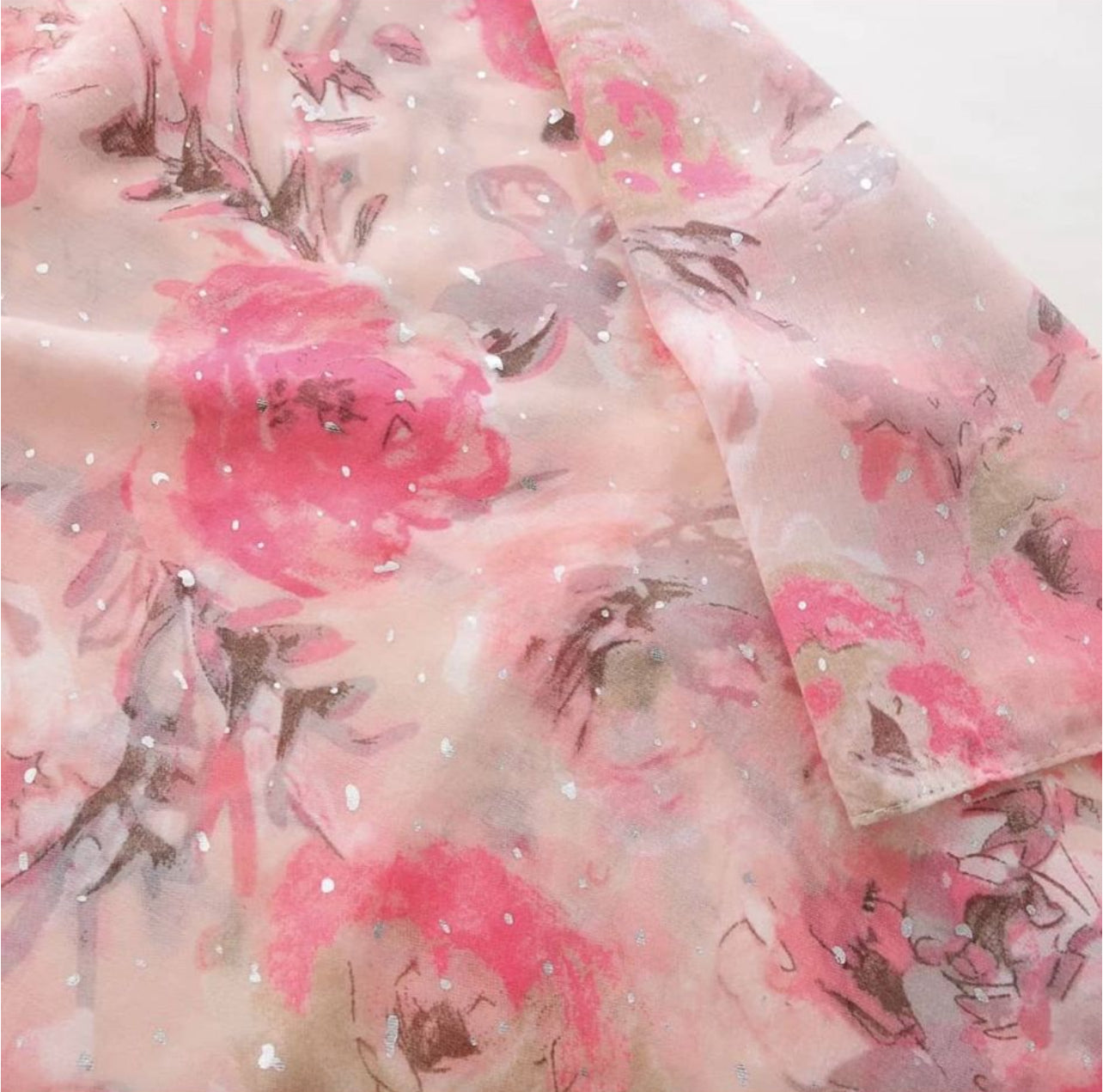 Printed Viscose Hijab - Strawberry Pink