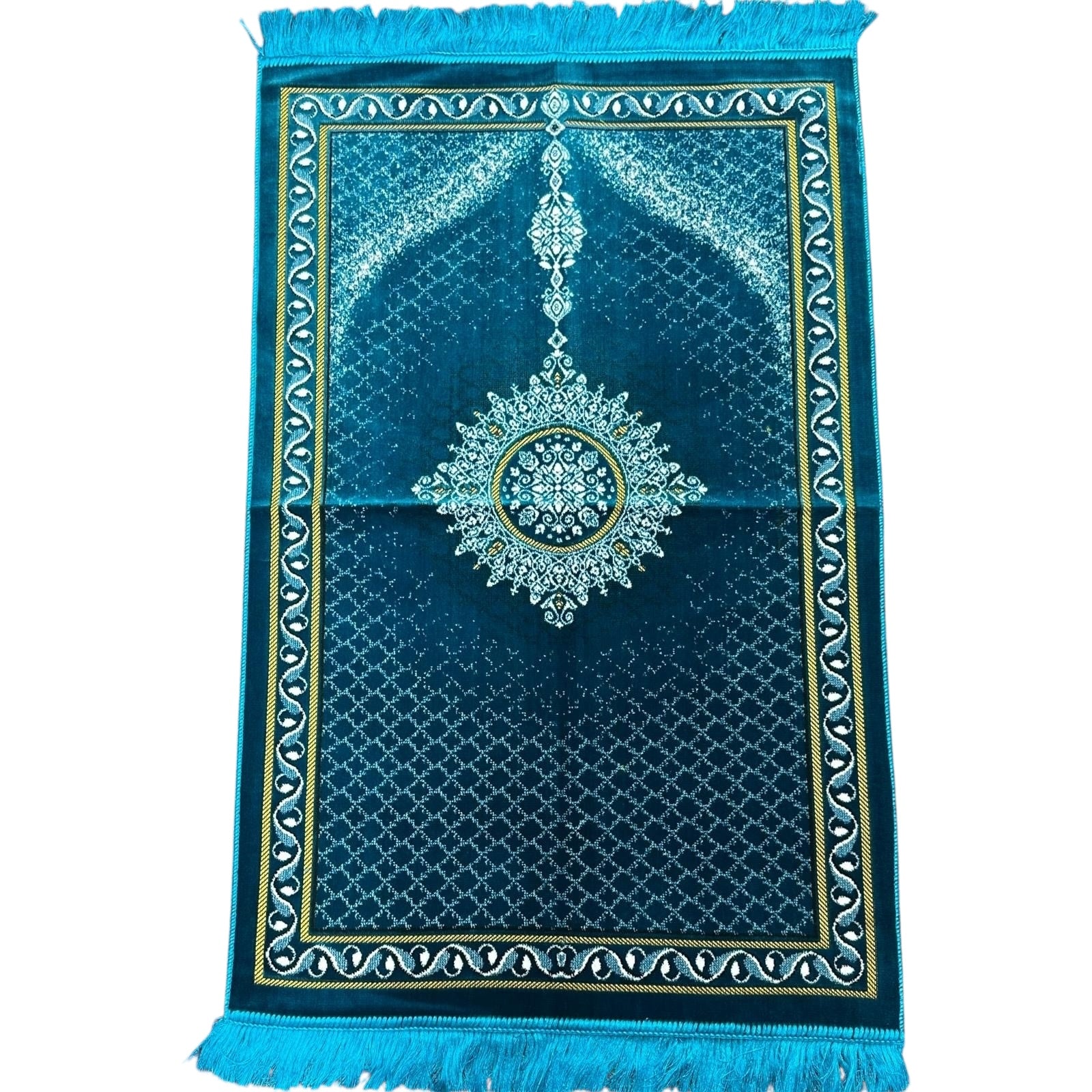 Classic Blue Islamic Prayer Rug - Soft Janamaz with