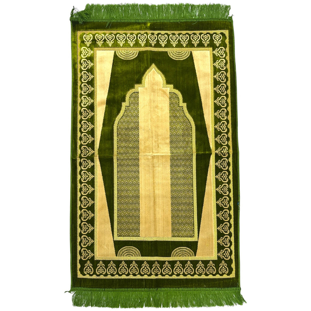 Classic Green Islamic Prayer Rug - Soft Janamaz for Everyday Prayer