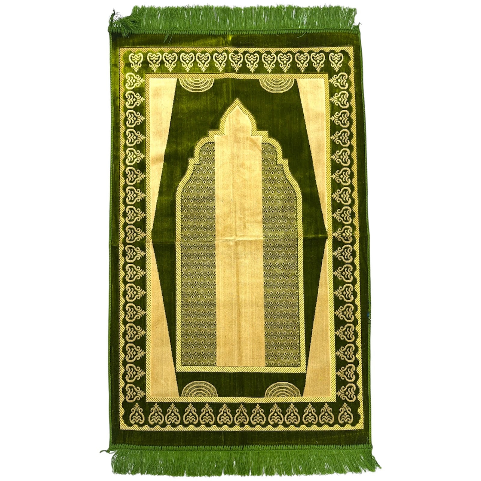 Classic Green Islamic Prayer Rug - Soft Janamaz for Everyday Prayer