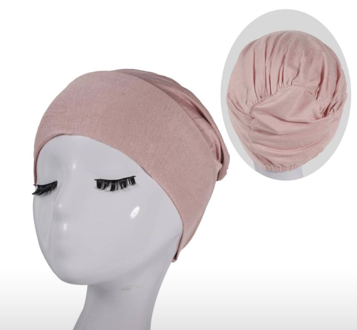 Pink Jersey Bonnet Hijab Undercap – Closed-Back Cooling Cap for Muslim Women | All-Day Hold
