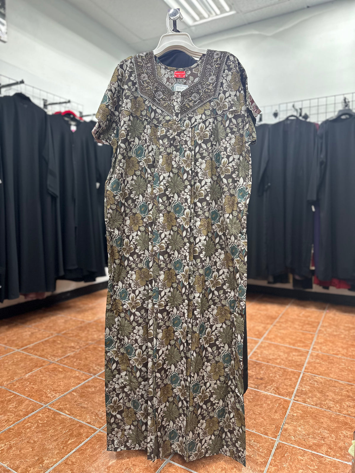 Cotton Blend Short Sleeve Maxi Nightgown
