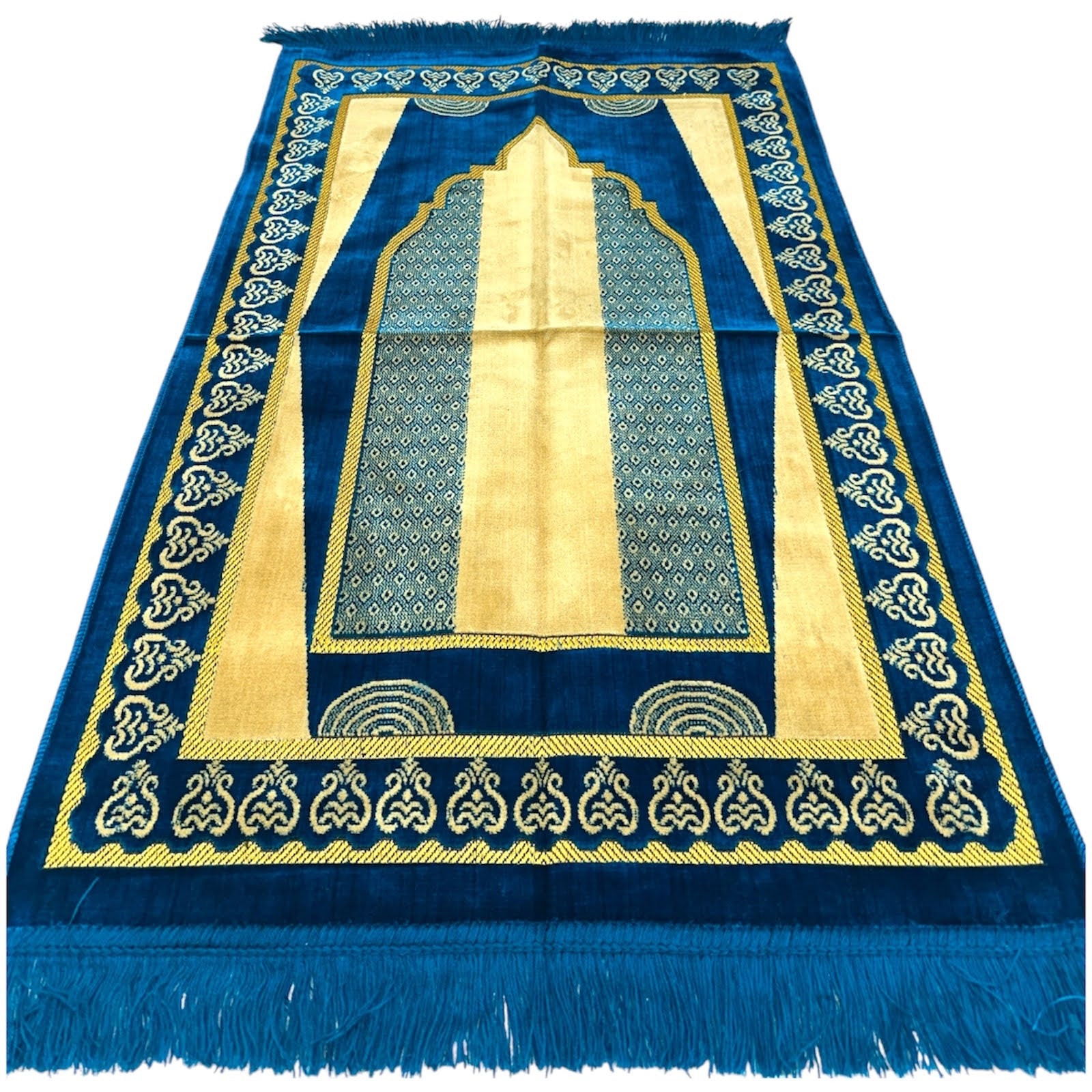 Classic Teal Islamic Prayer Rug - Soft Janamaz for Everyday Prayer