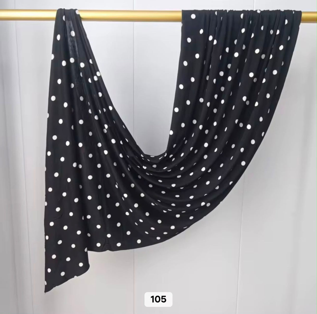 Printed Jersey Hijab - Black Polka Dot