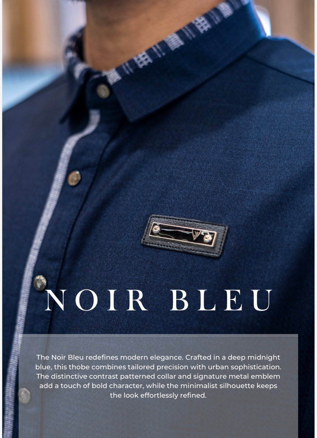 Mens Luxury Thobe AL AMEER - Noir Bleu