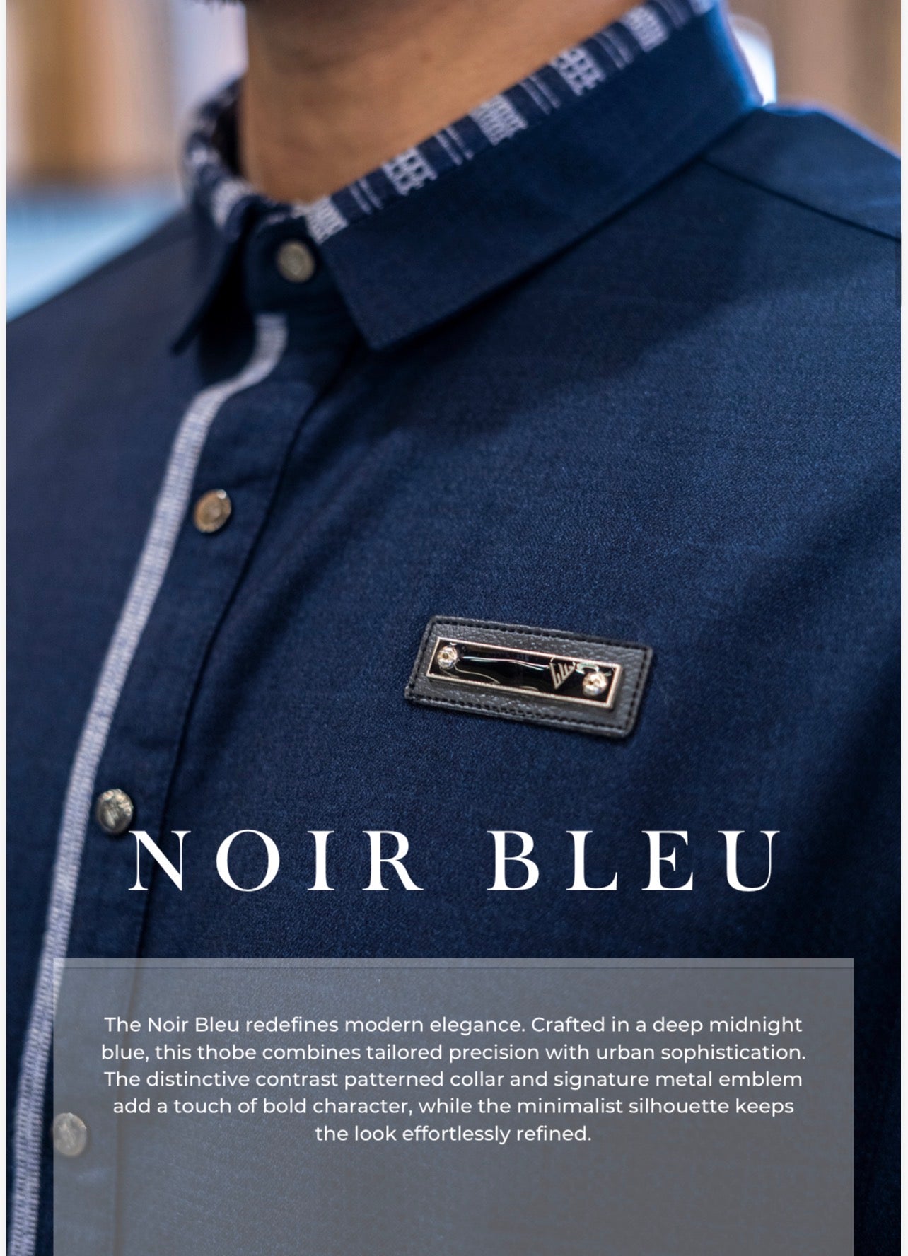 Mens Luxury Thobe AL AMEER - Noir Bleu