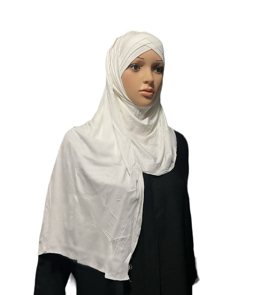 Criss Cross Jersey Hijab - Off White