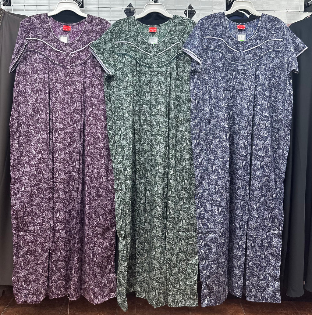 Cotton Blend Short Sleeve Maxi Nightgown