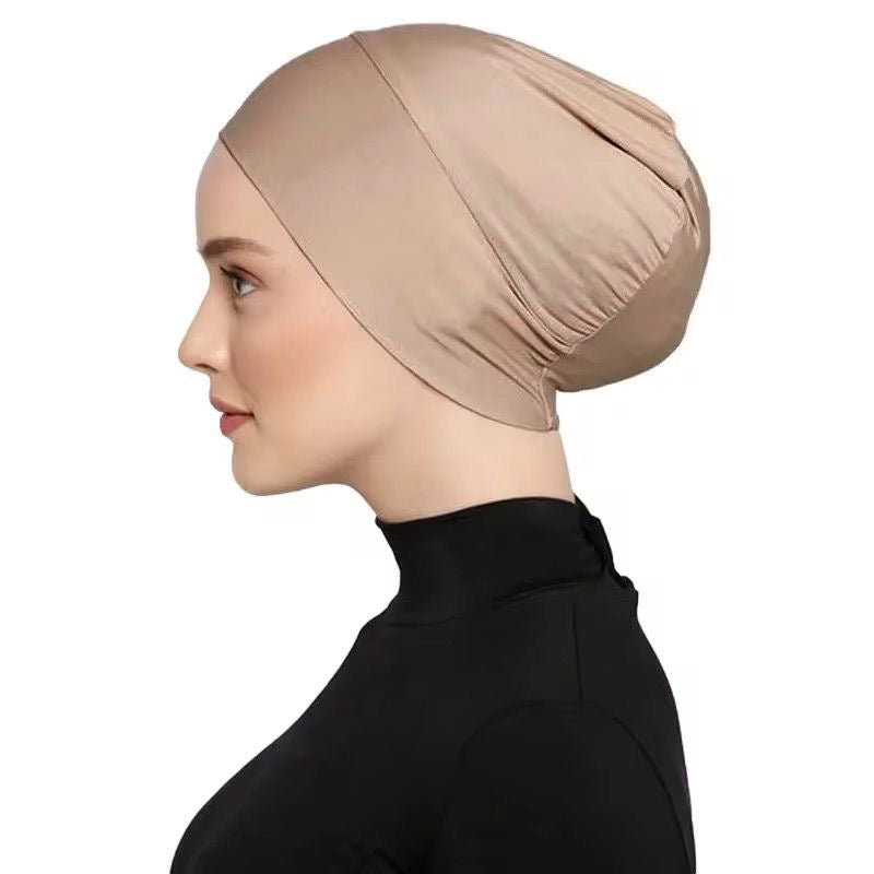 Caramel Jersey Bonnet Hijab Undercap – Closed-Back Cooling Cap for Muslim Women | All-Day Hold