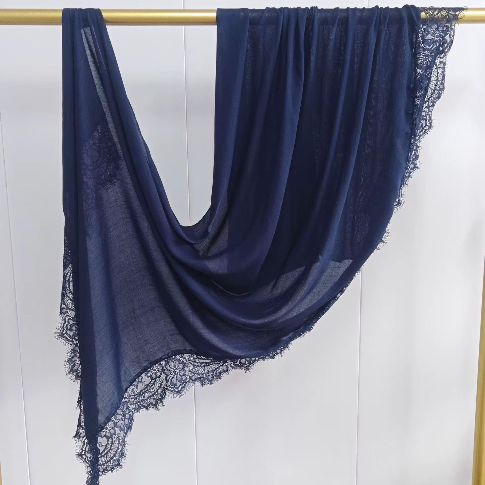 Lace Modal Hijab - Navy Blue