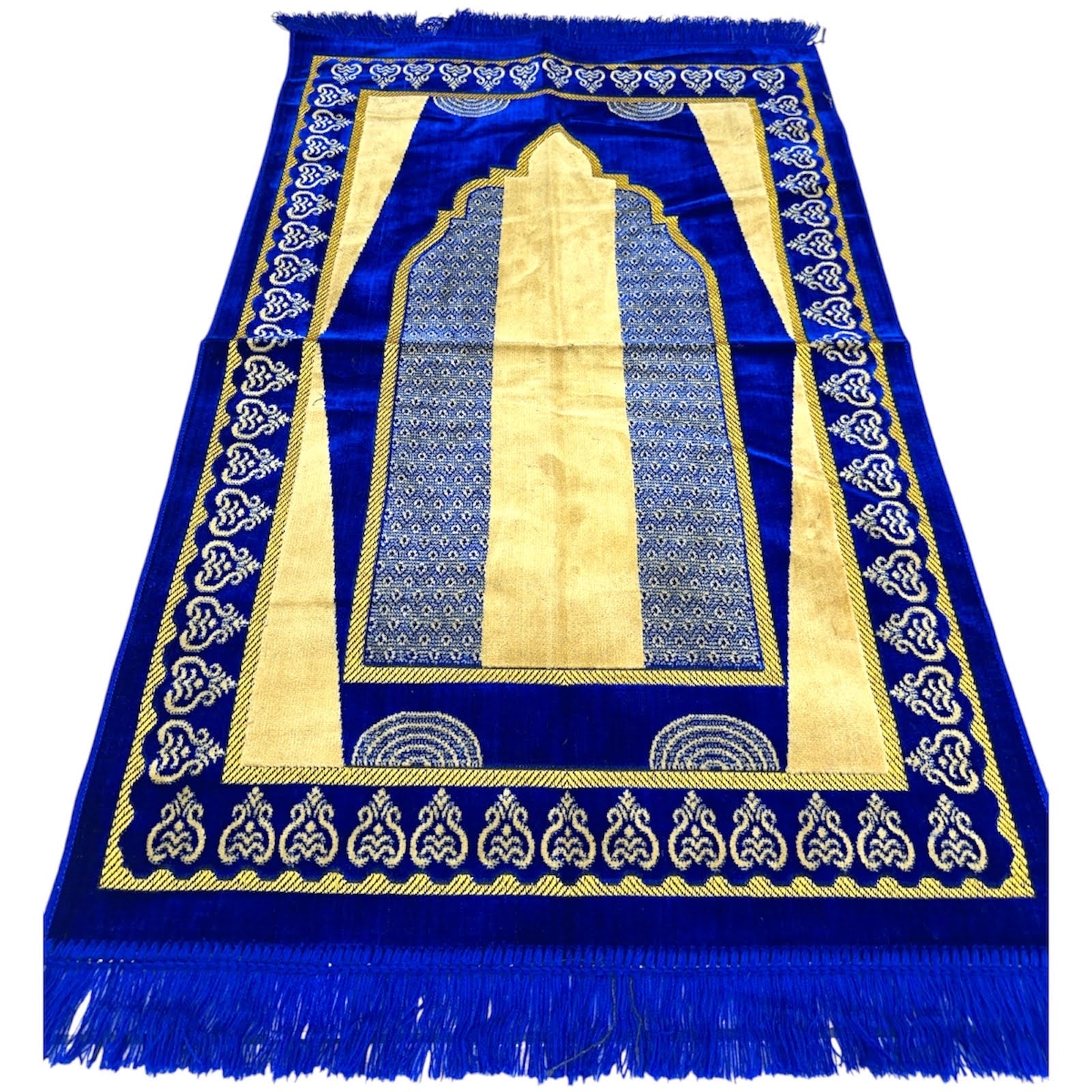 Classic Royal Blue Islamic Prayer Rug - Soft Janamaz for Everyday Prayer