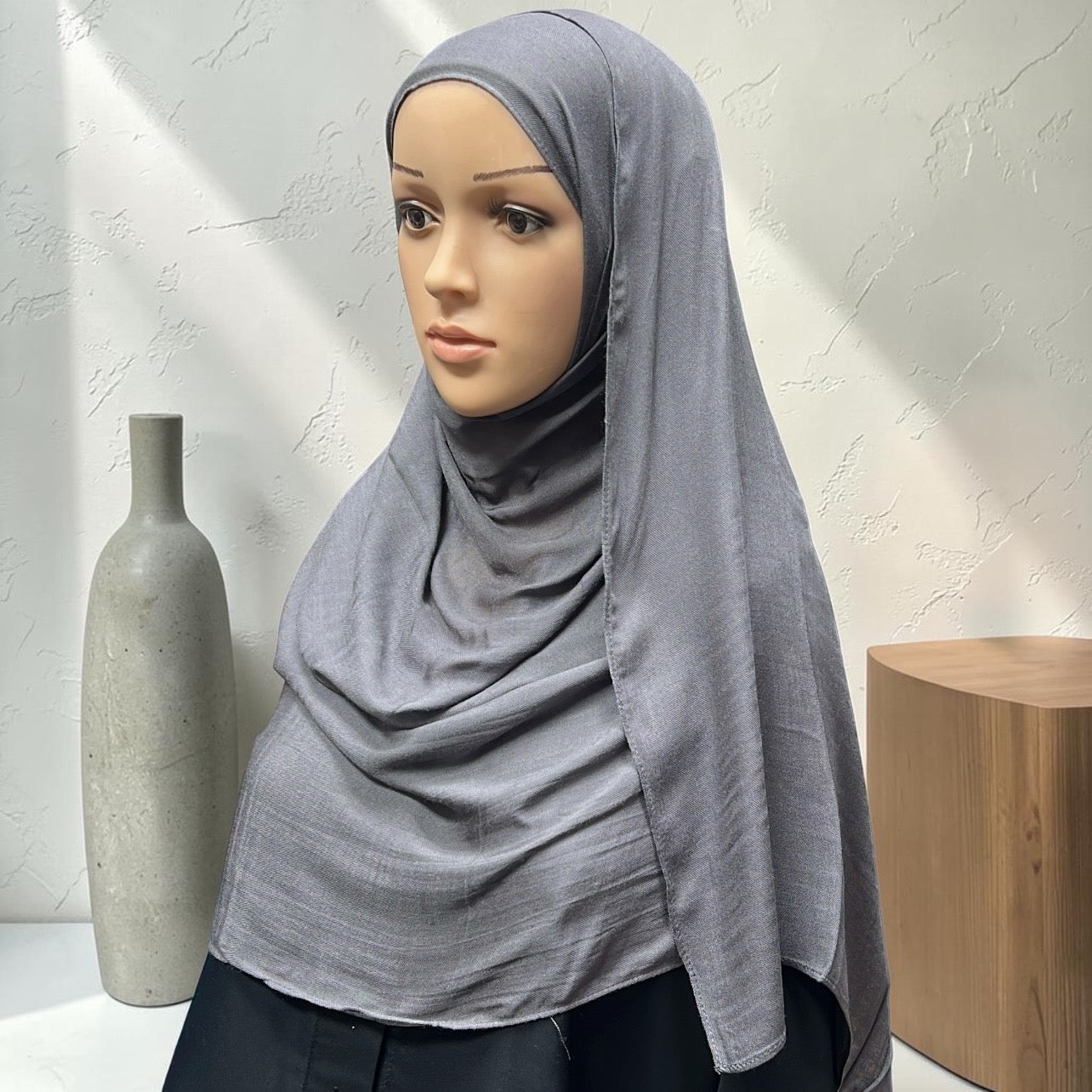 Dark Gray Standard Modal Hijab – Soft Non-Slip Muslim Hijab Scarf | All-Day Comfort