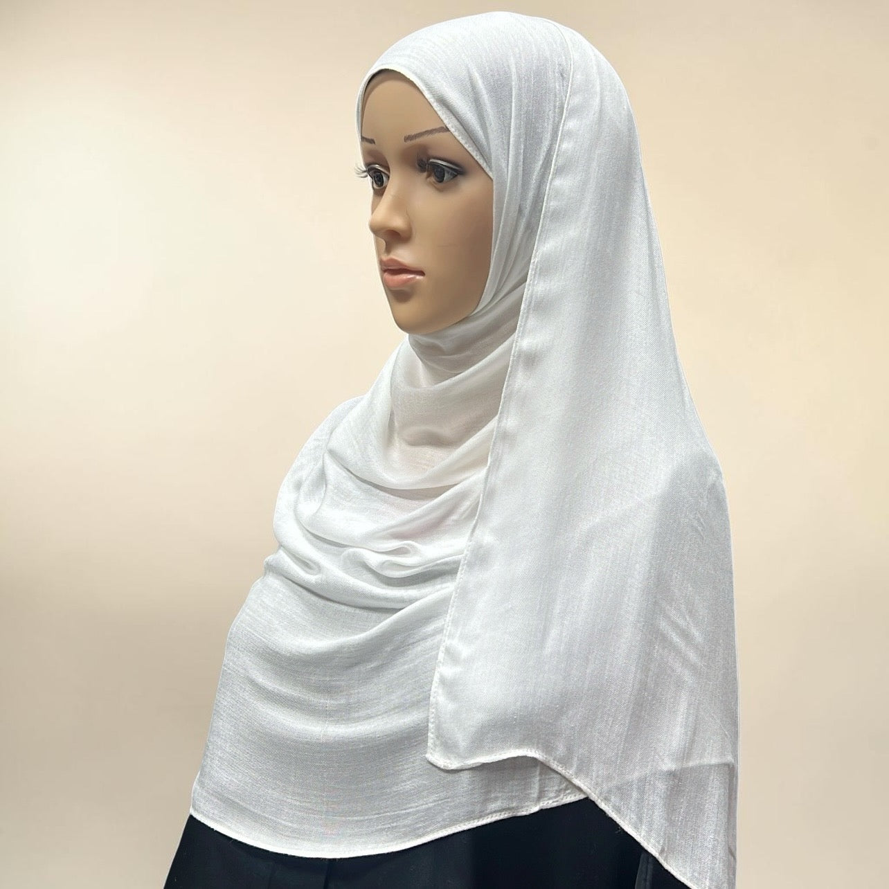 White Standard Modal Hijab – Soft Non-Slip Muslim Hijab Scarf | All-Day Comfort