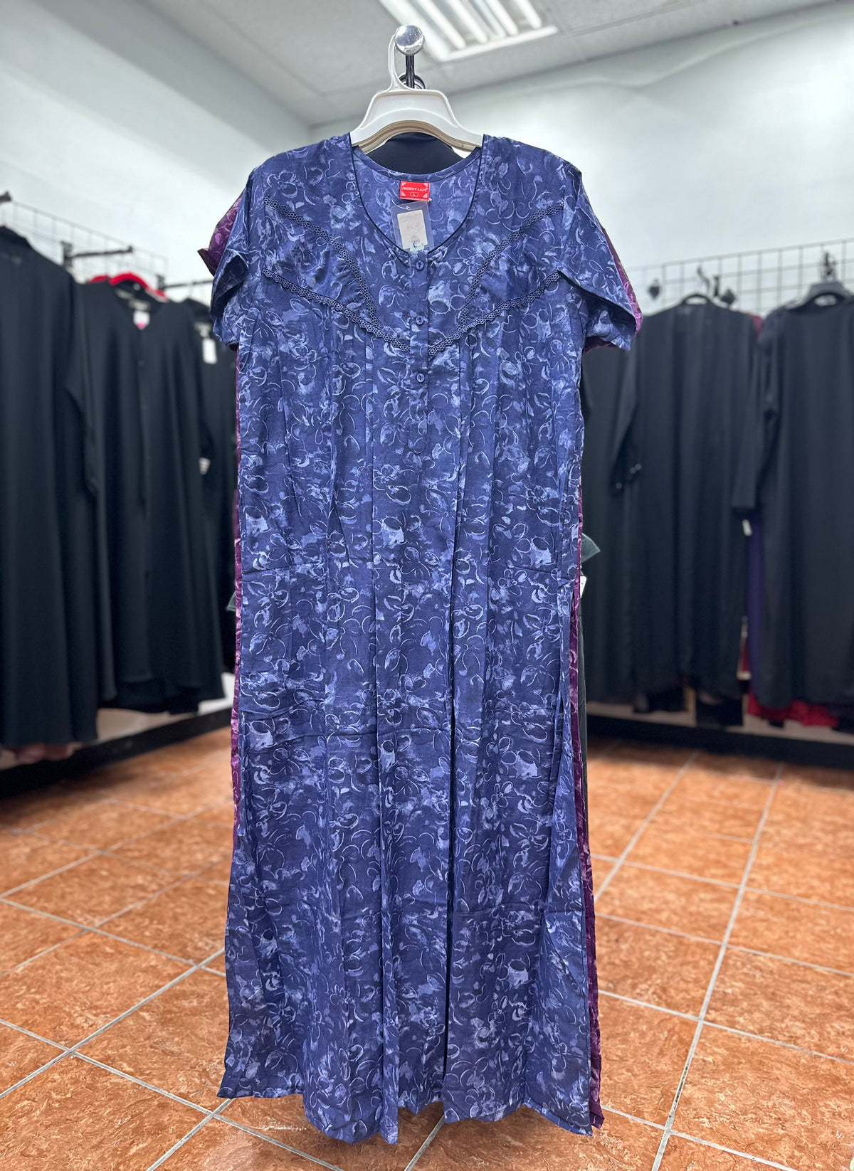 Cotton Blend Short Sleeve Maxi Nightgown