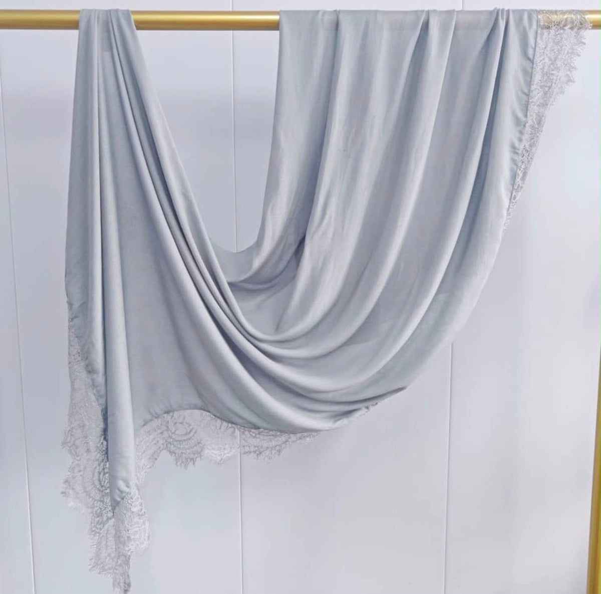 Lace Modal Hijab - Light Gray