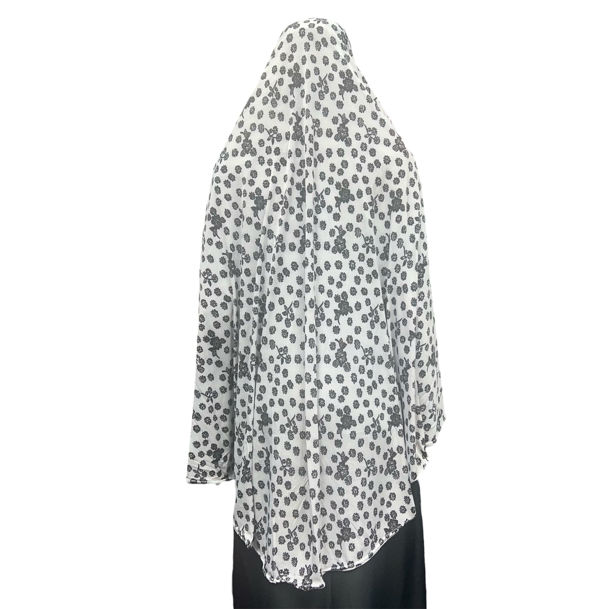 XL Women’s Printed Prayer Hijab - White Floral