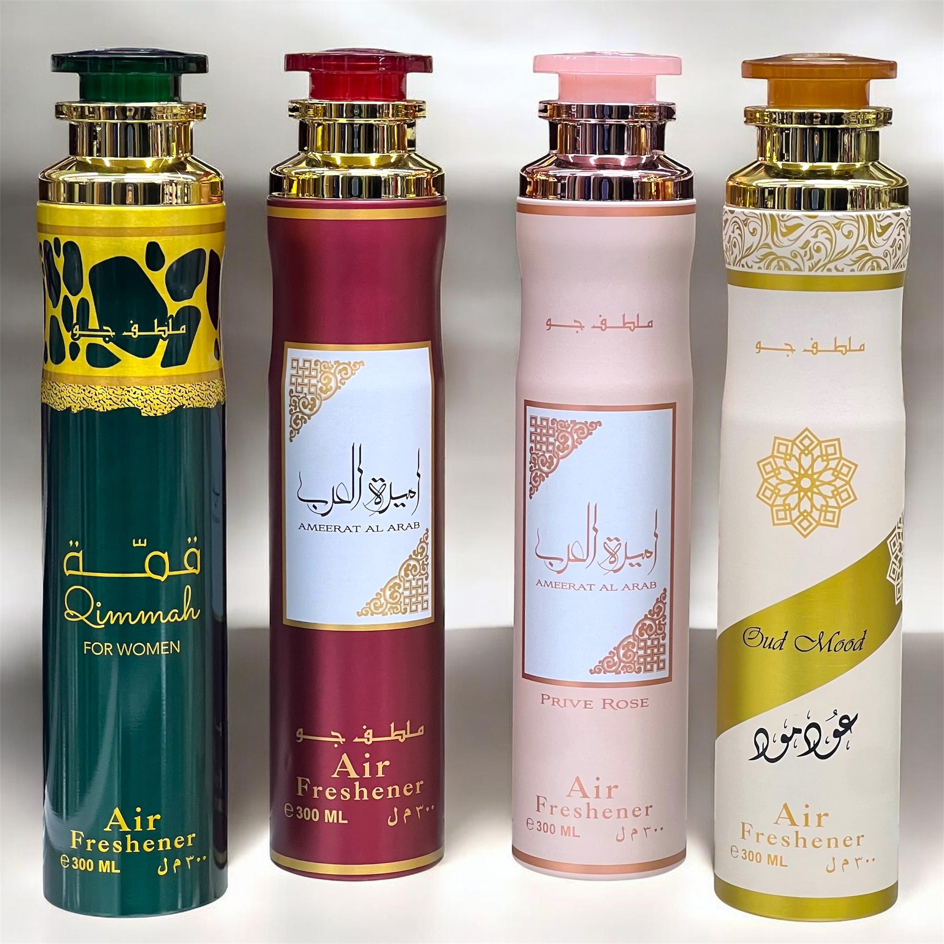 (4 PACK BUNDLE) Lattafa Air Fresheners - Oud Mood, Qimmah for Women, Ameerat Al Arab, Ameerat Al Arab Prive Rose