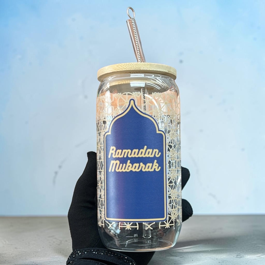 16oz Glass Tumbler Coffee Jar - Ramadan Mubarak