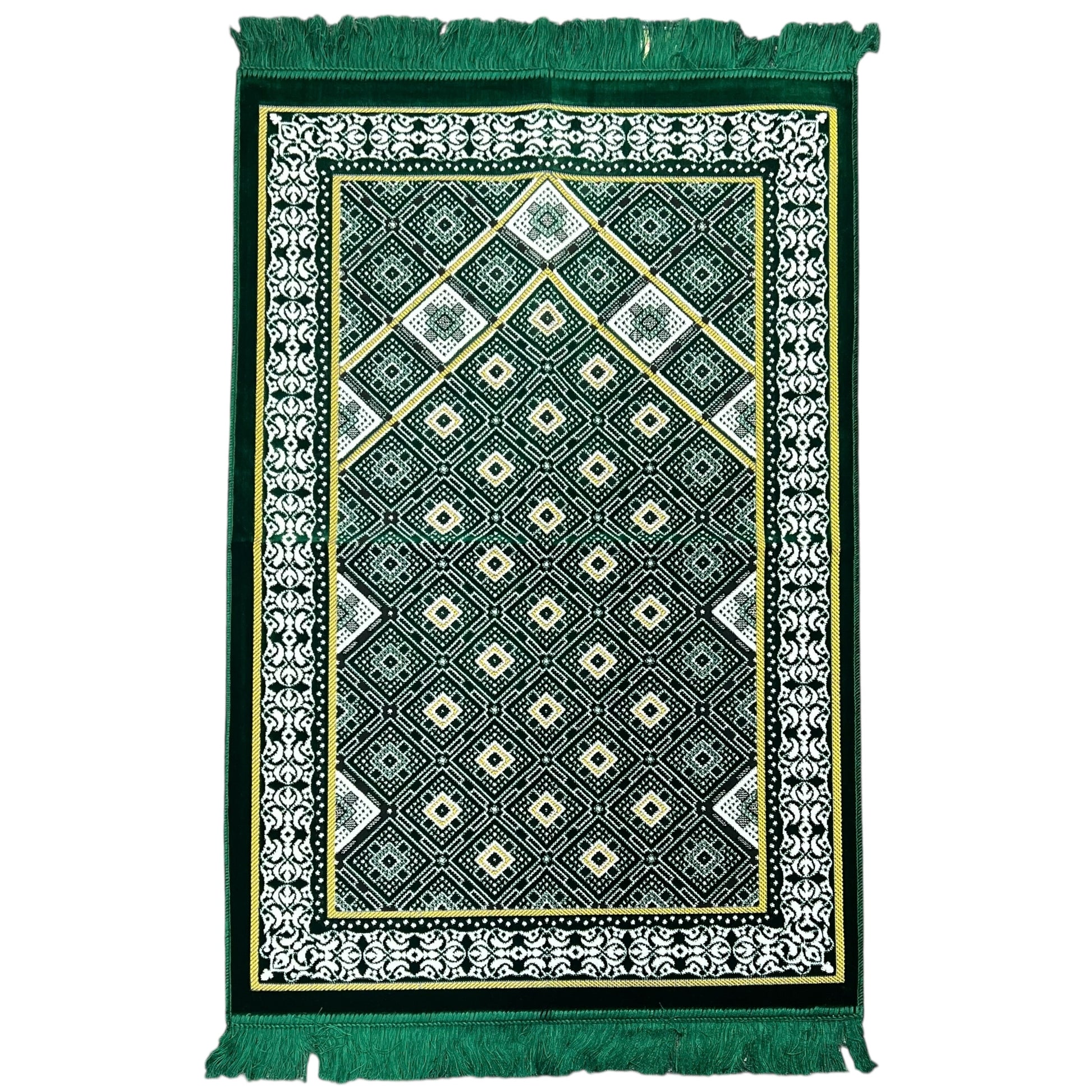 Classic Green Islamic Prayer Rug - Soft Janamaz for Daily Salah