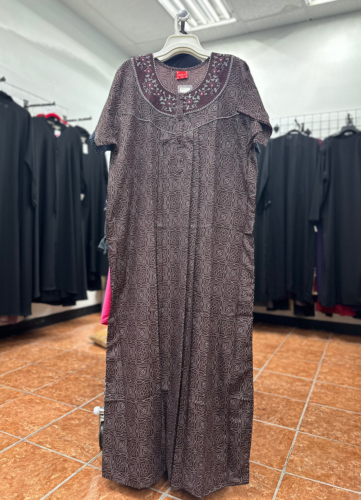 Cotton Blend Short Sleeve Maxi Nightgown