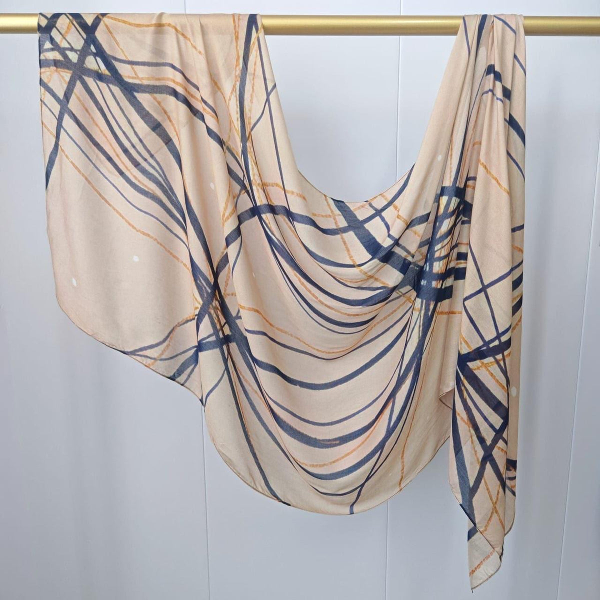 Printed Modal Hijab – Blue Spirals | Premium Modal | Soft Non-Slip Modest Hijab