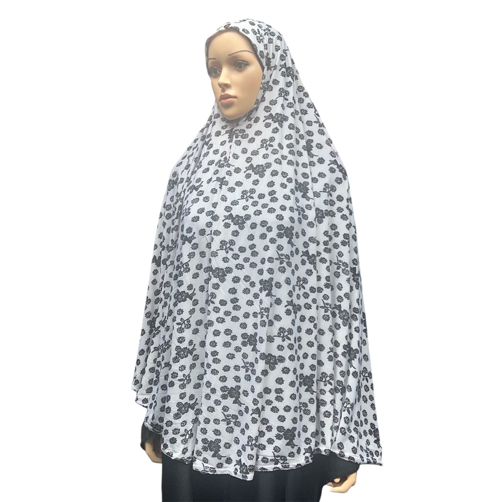XL Women’s Printed Prayer Hijab - White Floral