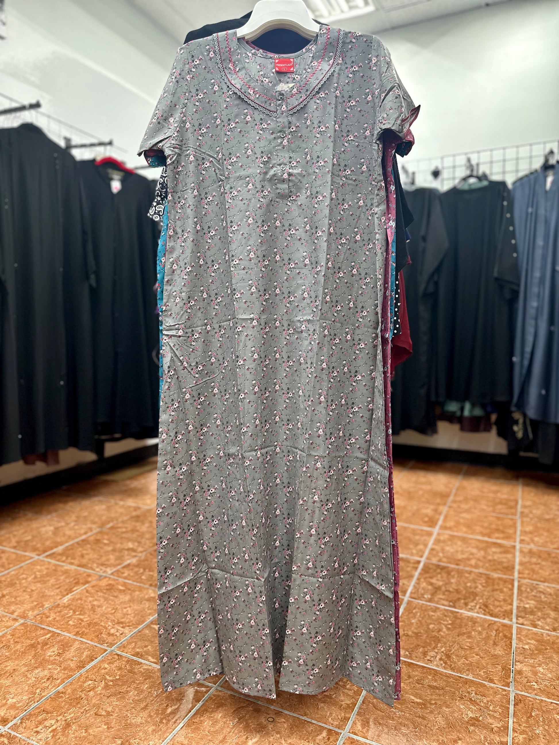 Cotton Blend Short Sleeve Maxi Nightgown