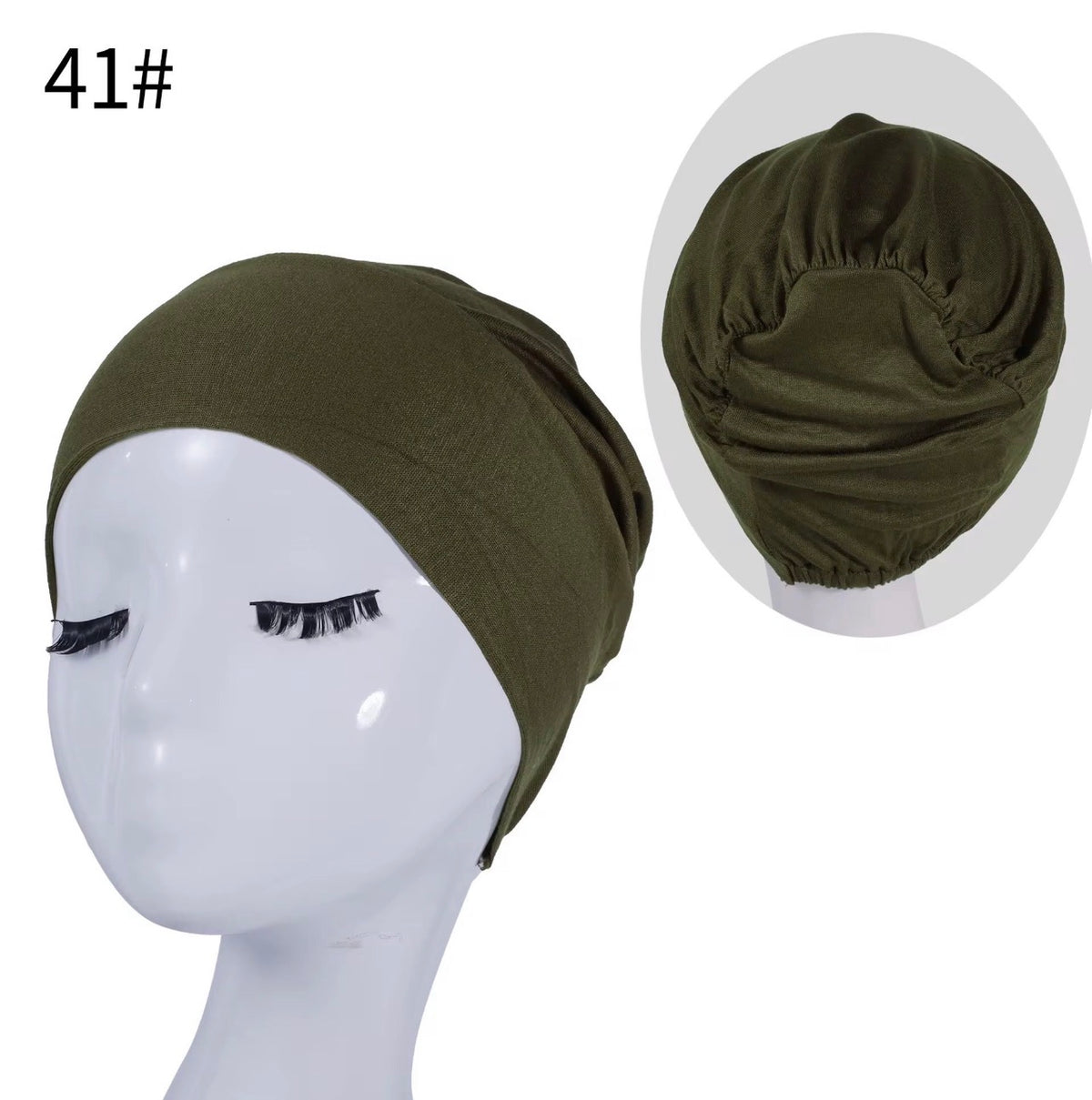 Army Green Jersey Bonnet Hijab Undercap – Closed-Back Cooling Cap for Muslim Women | All-Day Hold