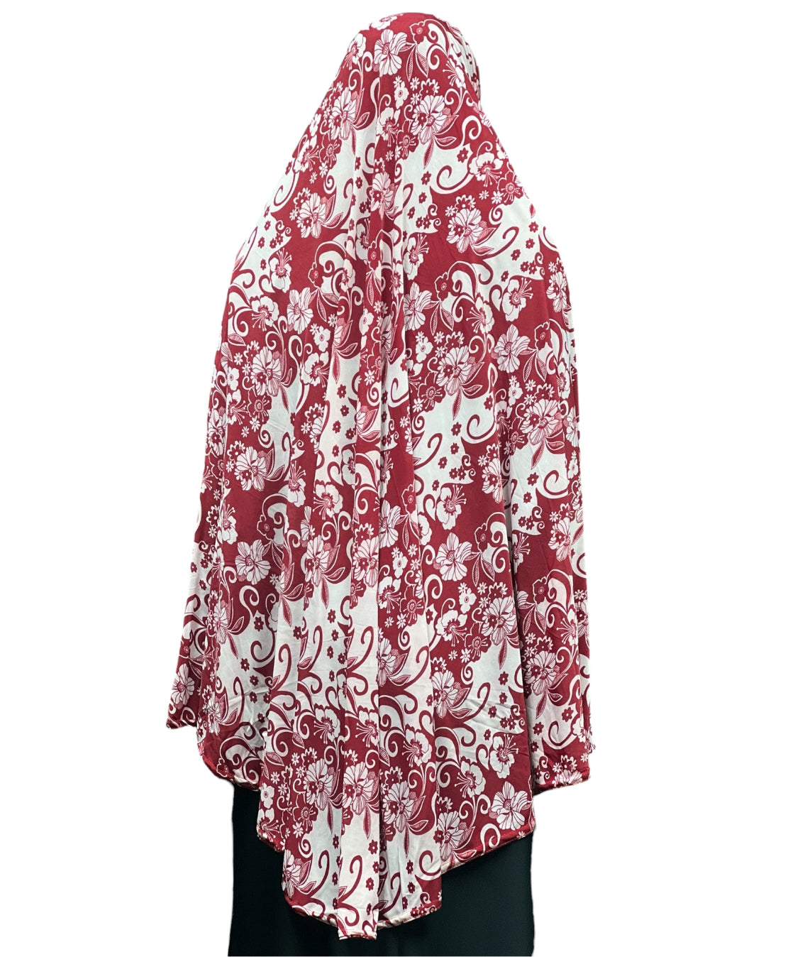 XL Women’s Printed Prayer Hijab - Red Floral