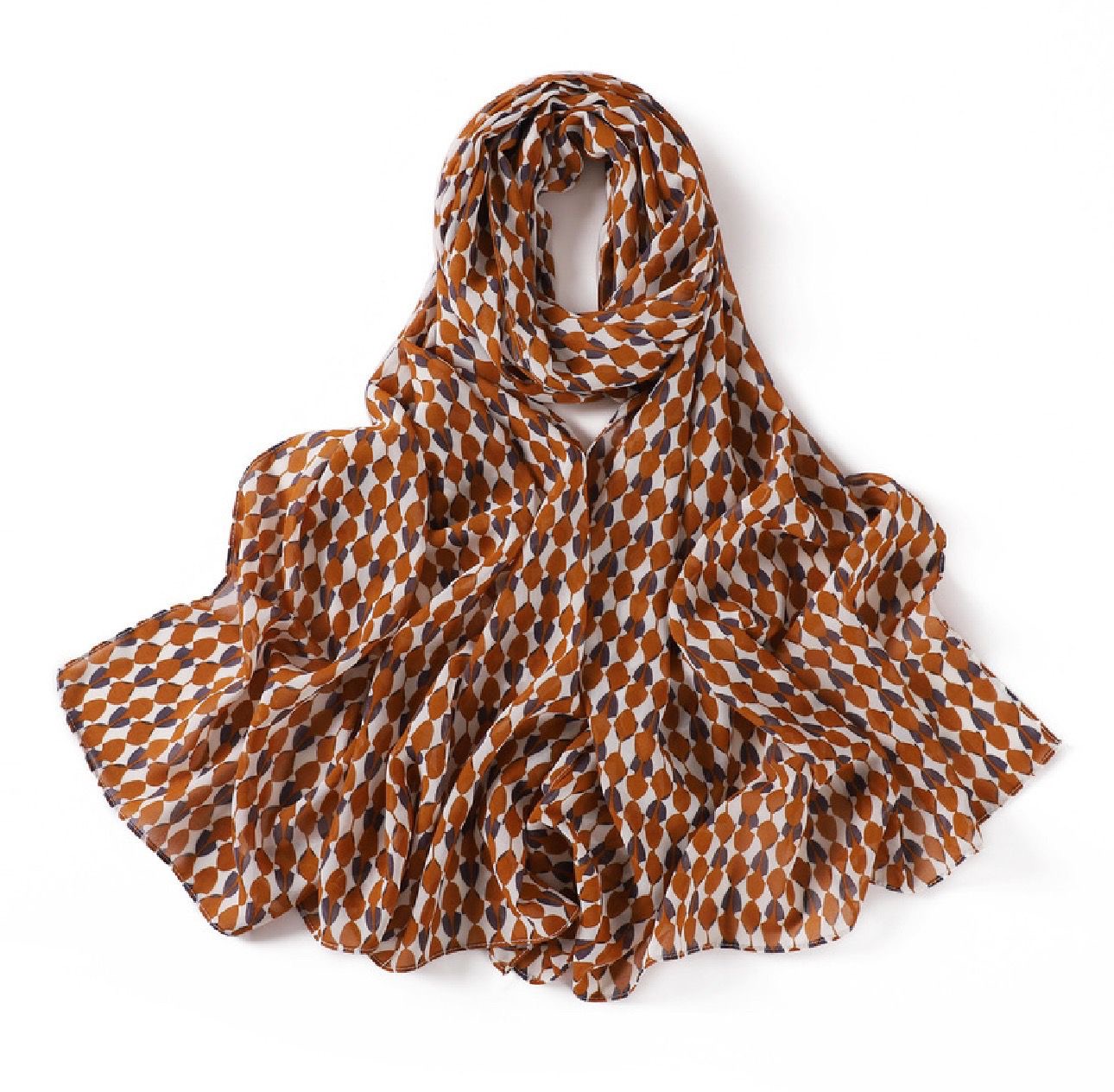 Printed Chiffon Hijab - Orange