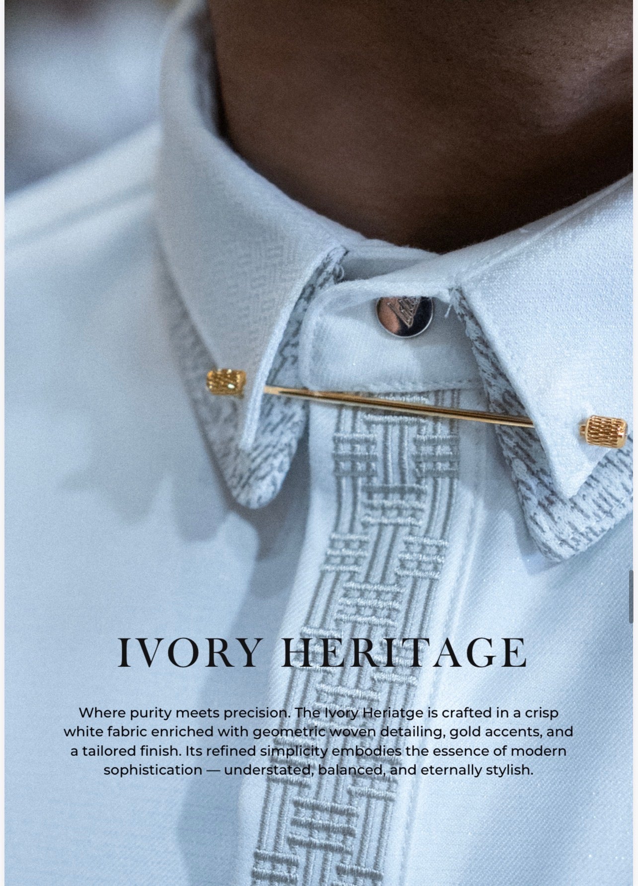 Mens Luxury Thobe AL AMEER - Ivory Heritage