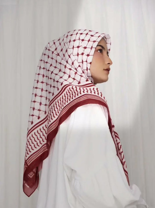 Square Chiffon Kuffiyeh Hijab - Maroon