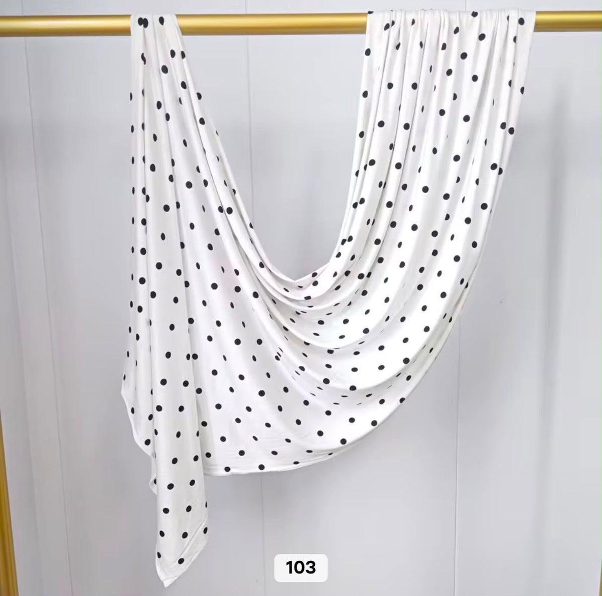 Printed Jersey Hijab - White Polka Dot