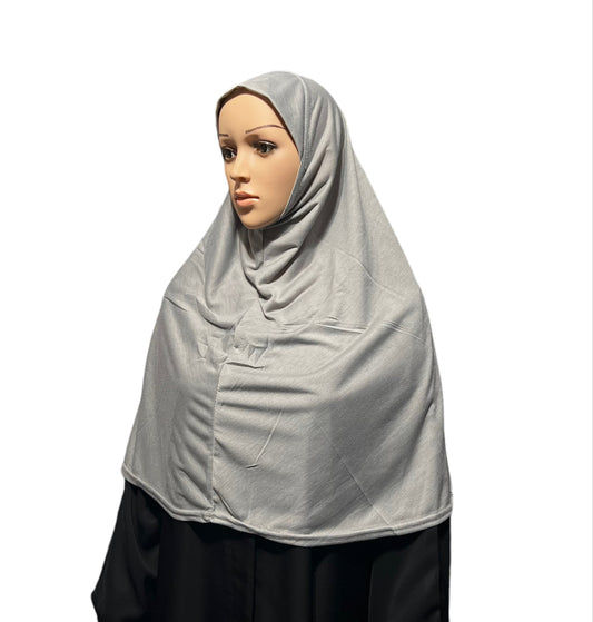 Cotton-Blend XL Amira Hijab - Gray