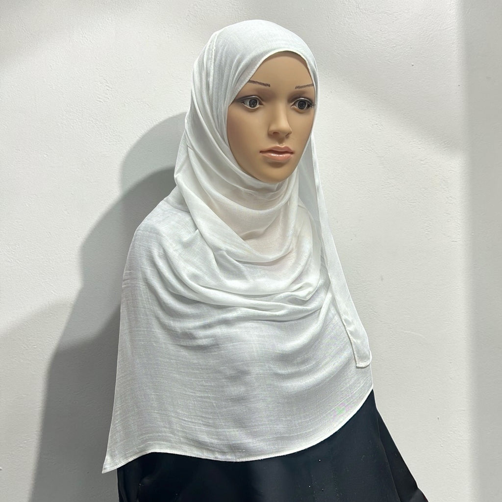 White Standard Modal Hijab – Soft Non-Slip Muslim Hijab Scarf | All-Day Comfort