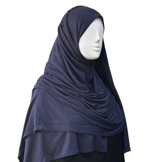 Thin Large Jersey Hijab - Navy Blue