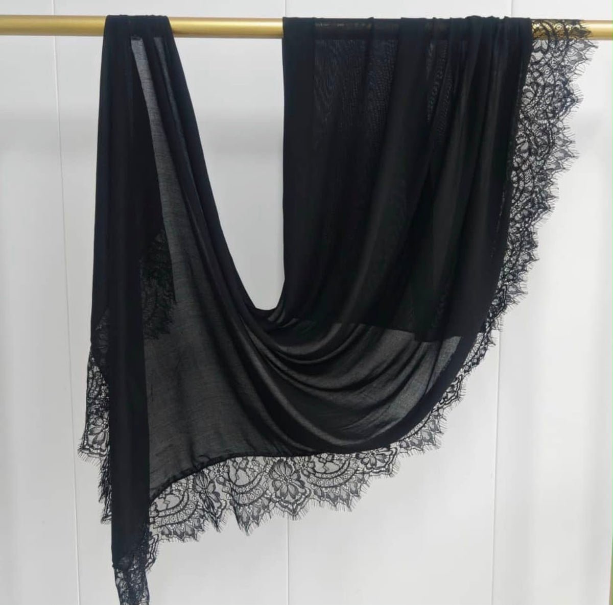 Lace Modal Hijab - Black