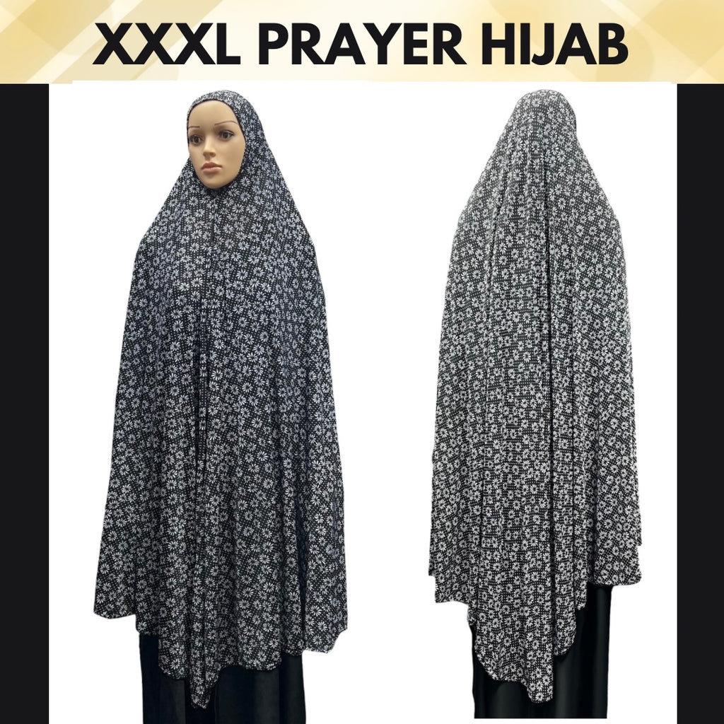 XXXL Women’s Printed Prayer Hijab - Black Sunflower