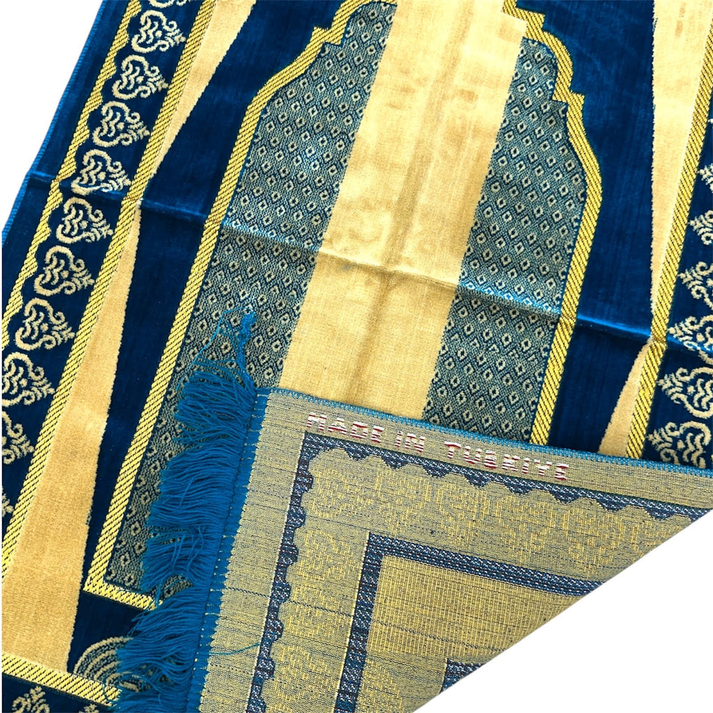 Classic Teal Islamic Prayer Rug - Soft Janamaz for Everyday Prayer