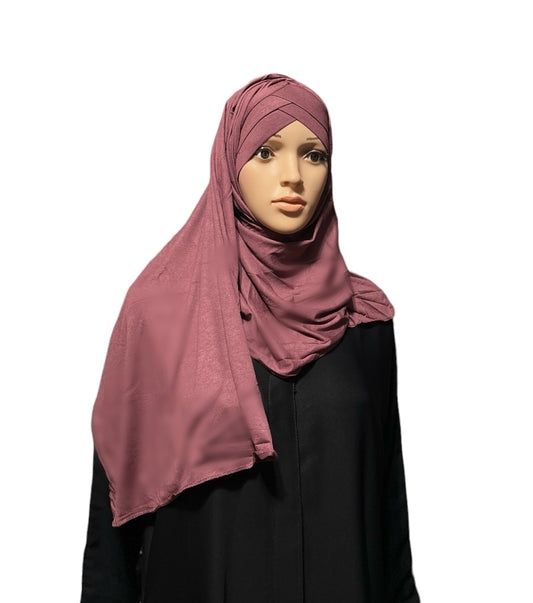 Criss Cross Jersey Hijab - Rose Pink