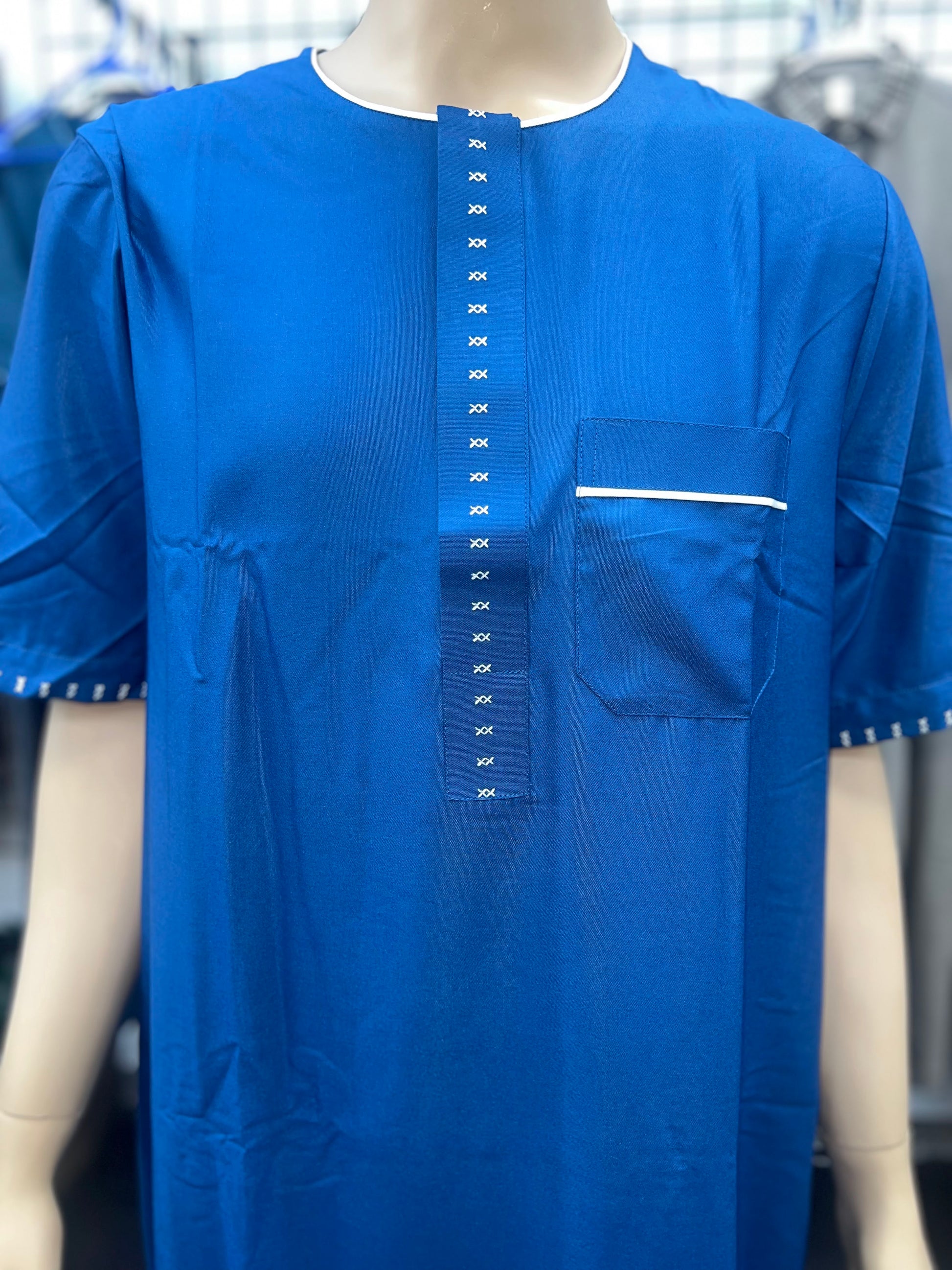 Al Haramain Men's Moroccan Short Sleeve Thobe - Royal Blue
