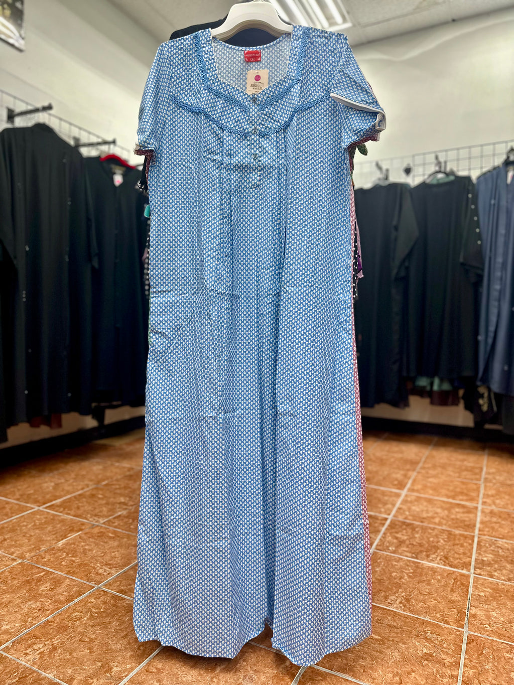 Cotton Blend Short Sleeve Maxi Nightgown