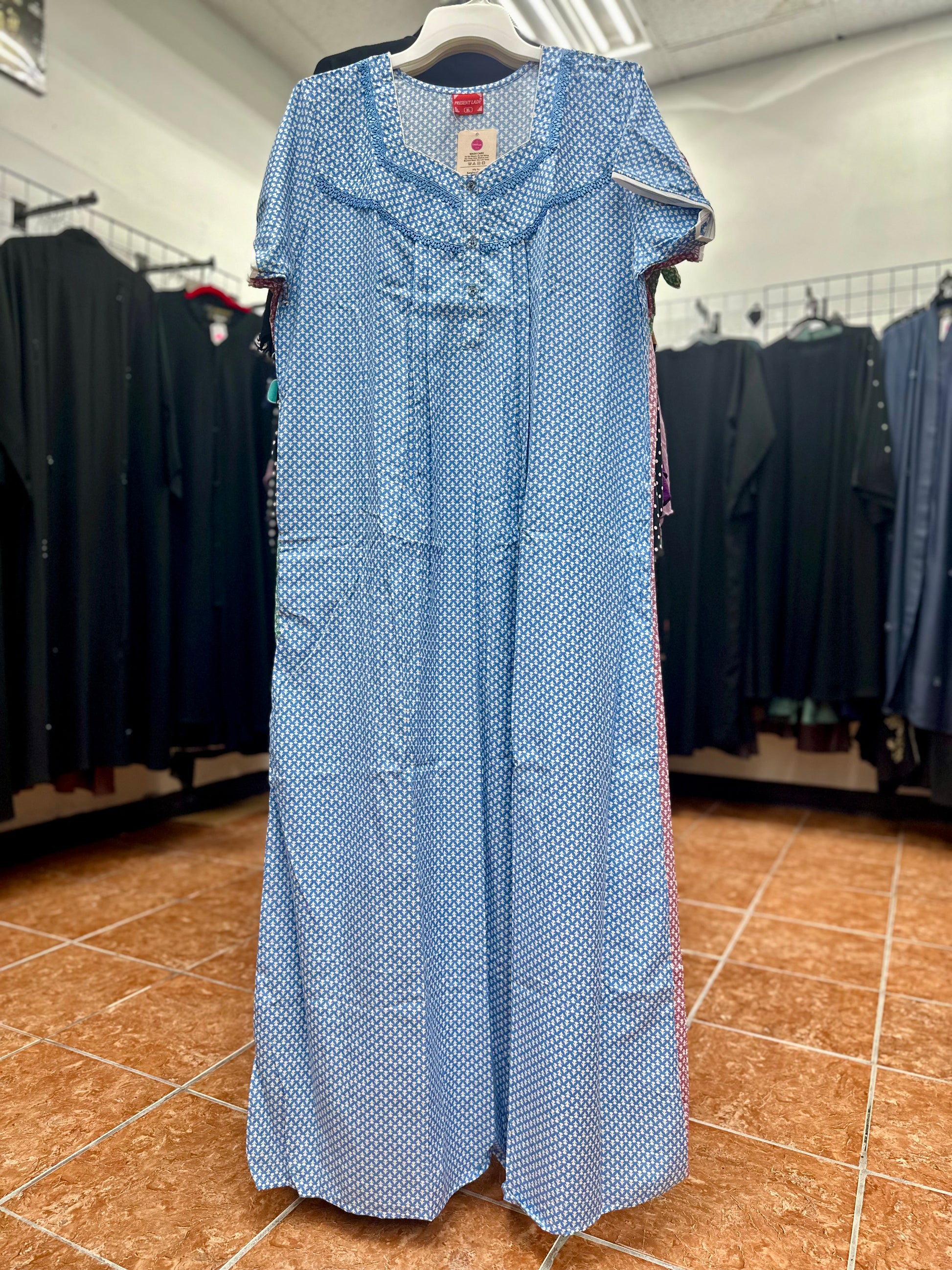 Cotton Blend Short Sleeve Maxi Nightgown