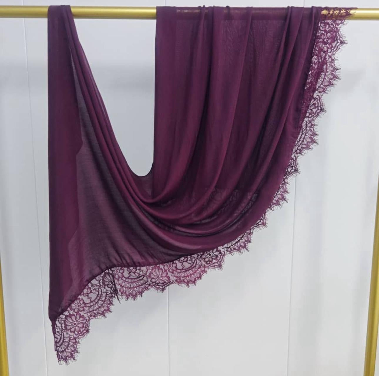 Lace Modal Hijab - Purple