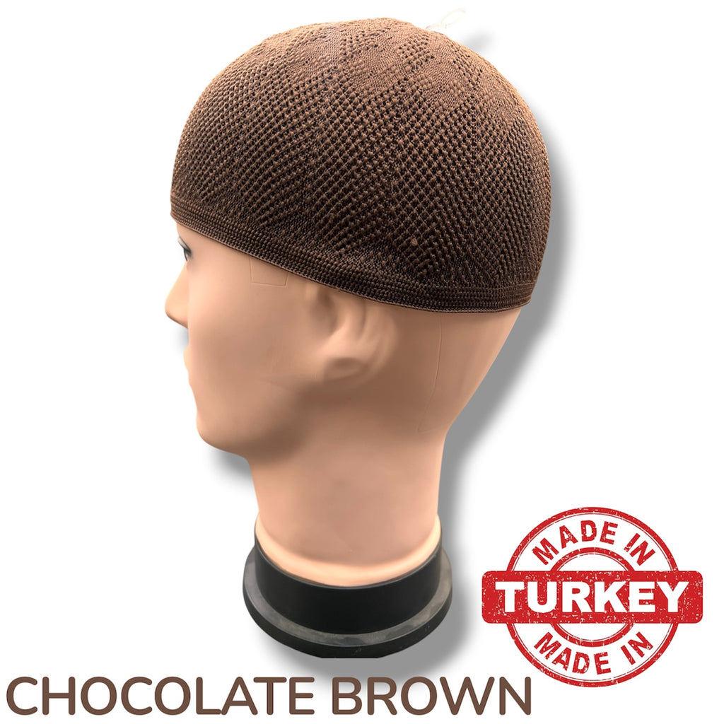Standard One Size Turkish Knit Kufi - Chocolate Brown 100% Polyester