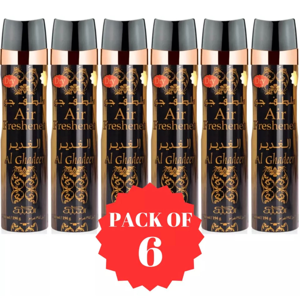 (6 PACK) Al Ghadeer Air Freshener - 300ml Home Fragrance Odor Eliminating