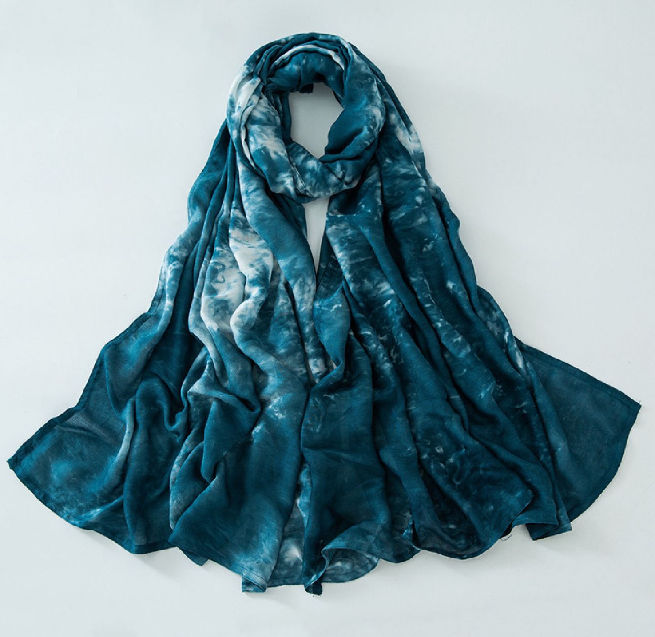 Tie Dye Printed Modal Hijab - Aquamarine