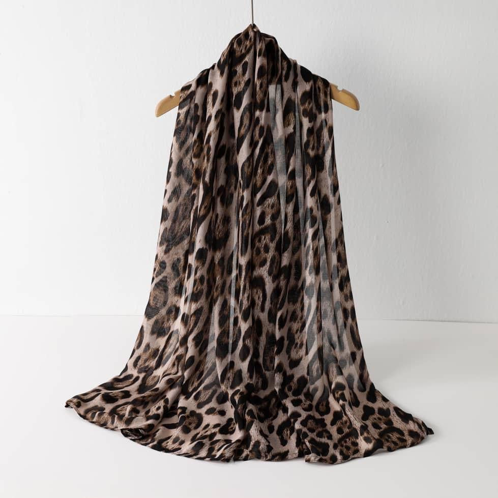Printed Modal Hijab –  Tan Leopard | Premium Modal | Soft Non-Slip Modest Hijab