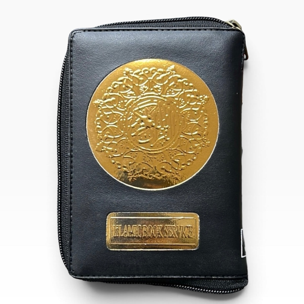 Small Leather Zipper Quran Gold Cover – IndoPak Script 15 Line | 6"x4" Travel Size